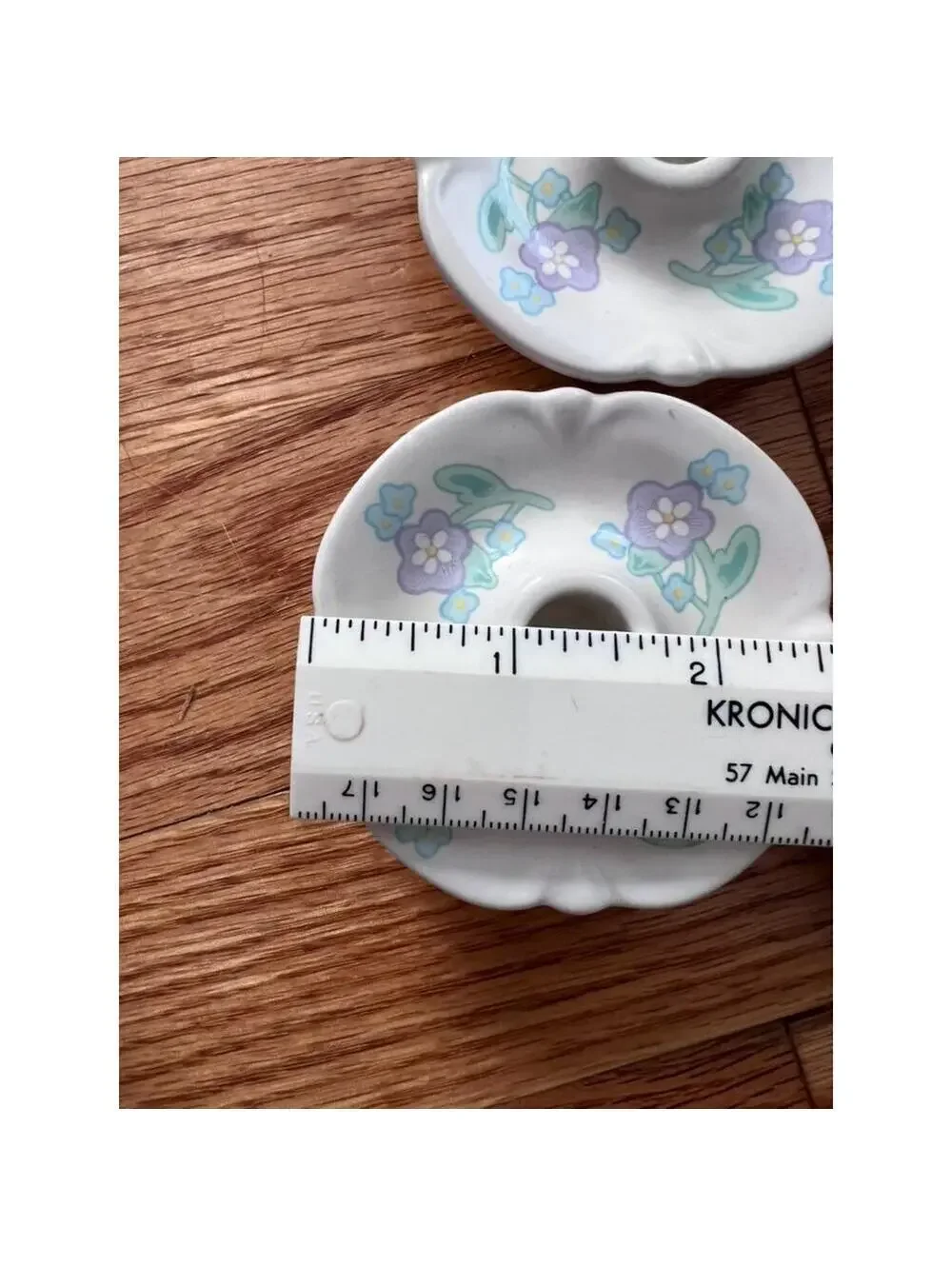 Vintage Lavender Cottagecore Flower Ceramic Taper Candle Holders Set of 4
